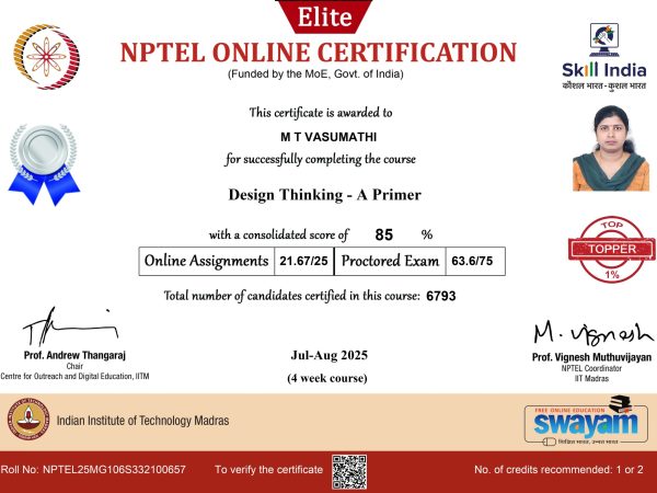 Topper 1 in NPTEL course Design Thinking-A Primer Jul-Aug 2025_page-0001