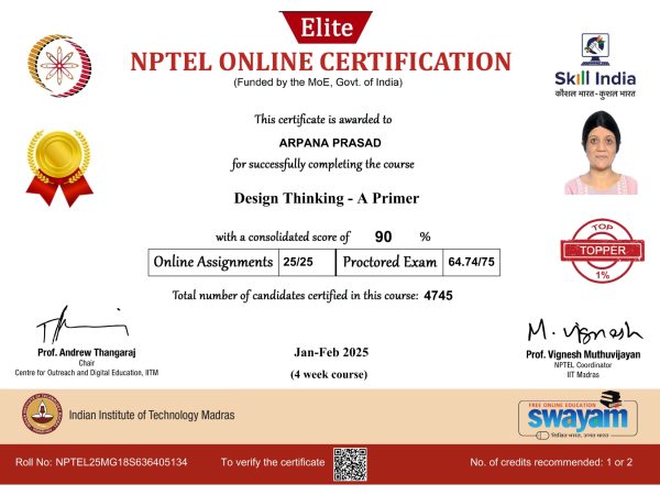 Topper 1 in NPTEL course Design Thinking Jan-Fen 2025_page-0001